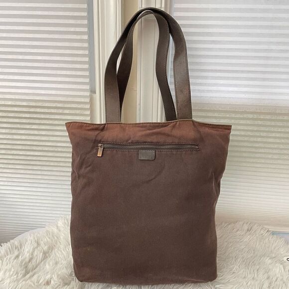 Celine Vintage Reversible Green Nylon & Brown Canvas Tote Shoulder Bag medium - Picture 5 of 12